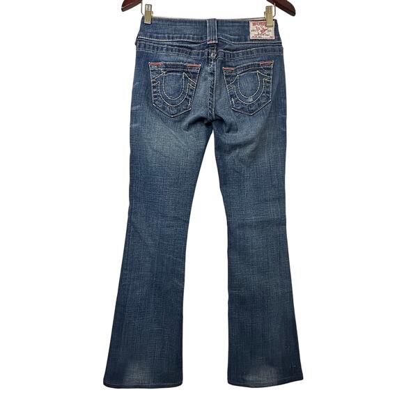 Sz 26 Y2K VTG True Religion Low Rise Wide Band Jeans USA Made Elena Gilbert 2000 - Picture 1 of 7